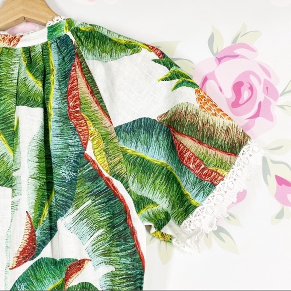 NEW FARM Rio Forest Palm Tropical Linen Jumpsuit XS - Picture 13 of 16